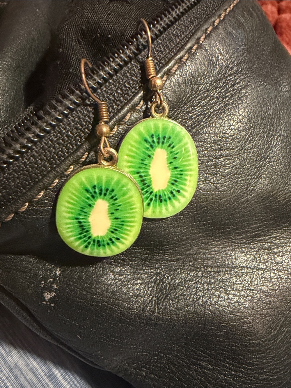 Green Kiwi Slice Drop Earrings - Women Jewelry